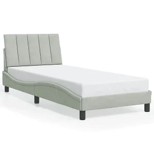 Bedframe zonder matras "Hanko" 80×200 cm fluweel lichtgrijs Bedframe zonder matras "Hanko" 80×200 cm fluweel lichtgrijs