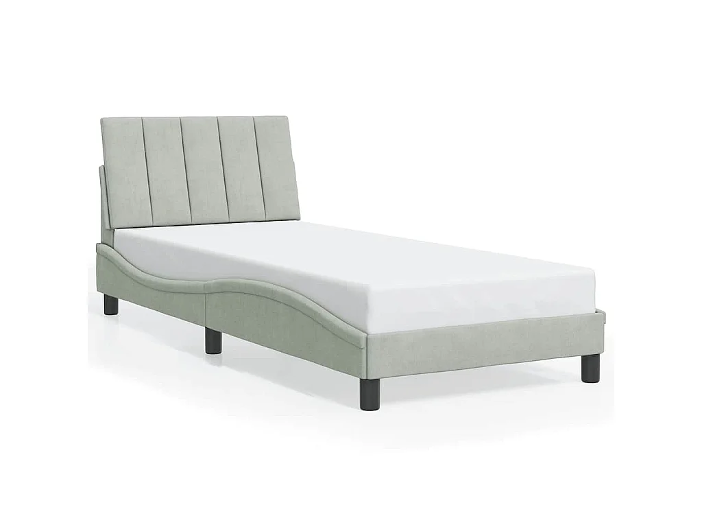 Bedframe zonder matras "Hanko" 80x200 cm fluweel lichtgrijs