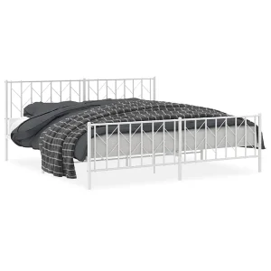 Bedframe met hoofd- en voeteneinde metaal wit 193×203 cm