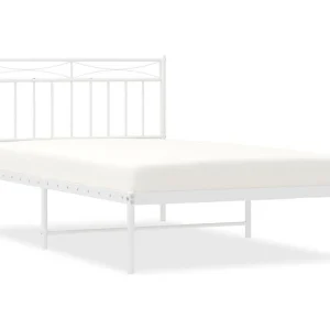Bedframe met hoofdbord metaal wit 107×203 cm Bedframe met hoofdbord metaal wit 107×203 cm