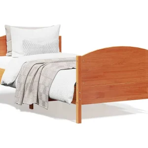 Bedframe zonder matras massief grenenhout wasbruin 90×200 cm Bedframe zonder matras massief grenenhout wasbruin 90×200 cm