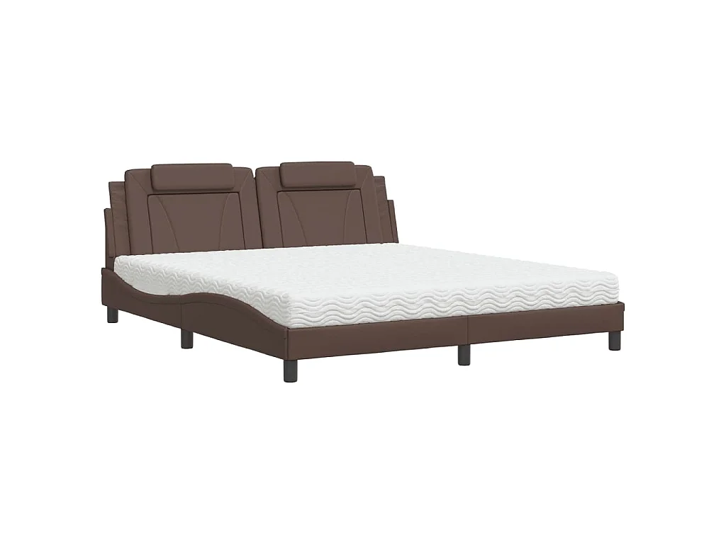 Bed met matras kunstleer bruin 180x200 cm