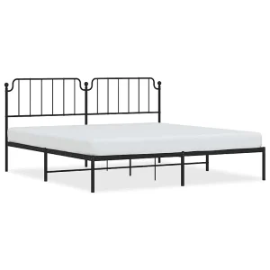 Bedframe met hoofdbord metaal zwart 193×203 cm Bedframe met hoofdbord metaal zwart 193×203 cm