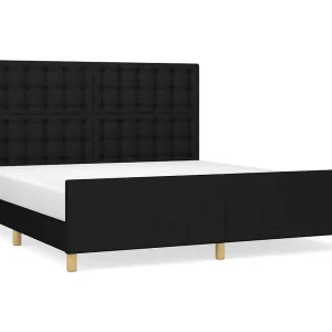 Bedframe zonder matras stof zwart 160×200 cm Bedframe zonder matras stof zwart 160×200 cm