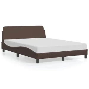 Bedframe met hoofdbord kunstleer bruin 140×190 cm Bedframe met hoofdbord kunstleer bruin 140×190 cm