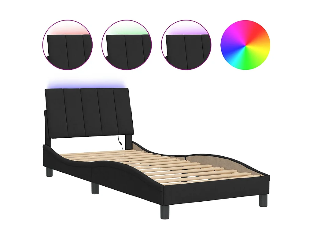 Bedframe met LED-verlichting fluweel zwart 90x200 cm