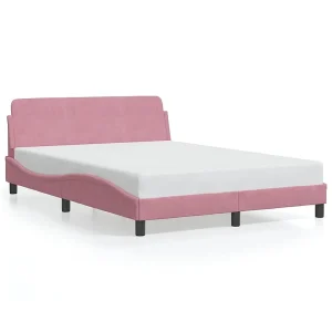 Bedframe met hoofdeinde "Dover" 140×190 cm fluweel roze Bedframe met hoofdeinde "Dover" 140×190 cm fluweel roze