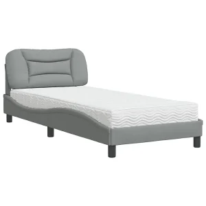Bed met matras stof lichtgrijs 90×190 cm Bed met matras stof lichtgrijs 90×190 cm