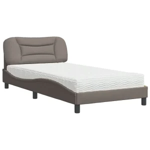Bed met matras stof taupe 100×200 cm Bed met matras stof taupe 100×200 cm