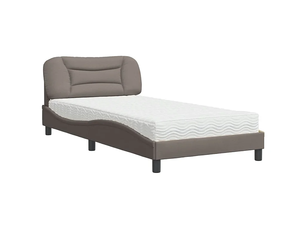 Bed met matras stof taupe 100x200 cm
