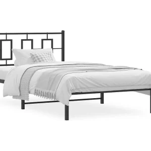 Bedframe met hoofdbord metaal zwart 107×203 cm Bedframe met hoofdbord metaal zwart 107×203 cm