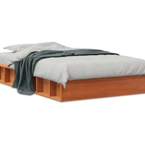 Bedframe zonder matras massief grenenhout wasbruin 90×190 cm Bedframe zonder matras massief grenenhout wasbruin 90×190 cm