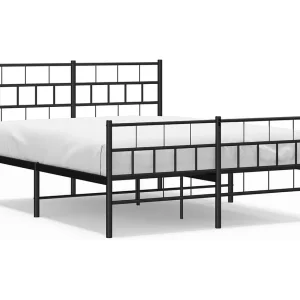 Bedframe met hoofd- en voeteneinde metaal zwart 140×200 cm