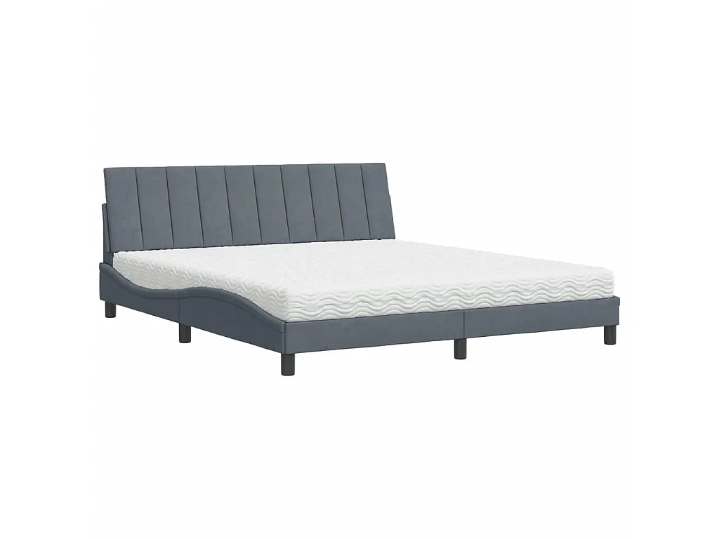 Bed met matras "Hanko" fluweel donkergrijs 180x200 cm