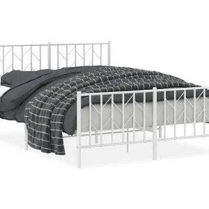 Bedframe met hoofd- en voeteneinde metaal wit 140×190 cm Bedframe met hoofd- en voeteneinde metaal wit 140×190 cm