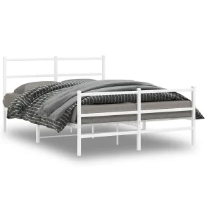 Bedframe met hoofd- en voeteneinde metaal wit 140×190 cm Bedframe met hoofd- en voeteneinde metaal wit 140×190 cm
