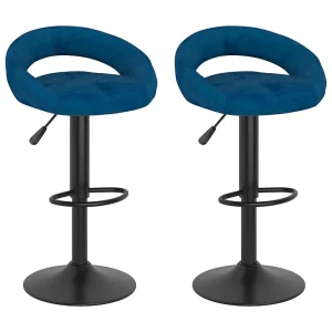 Barkrukken 2 st fluweel blauw Barkrukken 2 st fluweel blauw