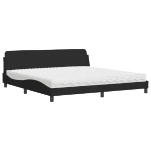 Bed met matras fluweel zwart 200×200 cm Bed met matras fluweel zwart 200×200 cm