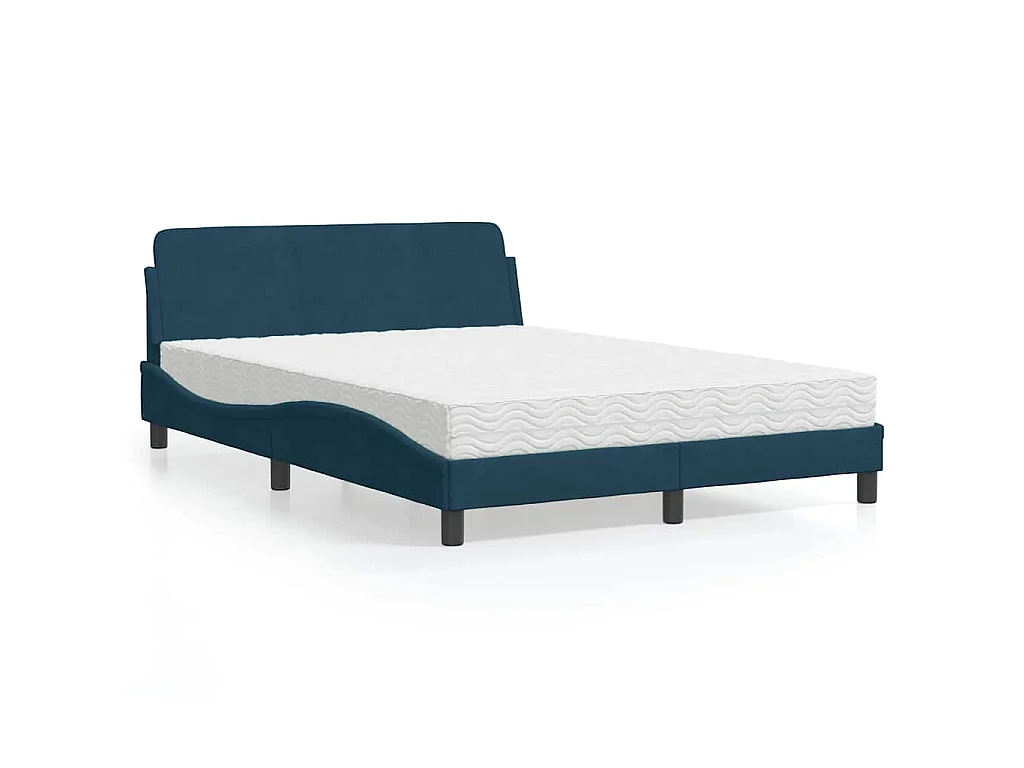 Bed met matras fluweel blauw 120x200 cm