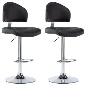 Barstoelen 2 st kunstleer zwart Barstoelen 2 st kunstleer zwart