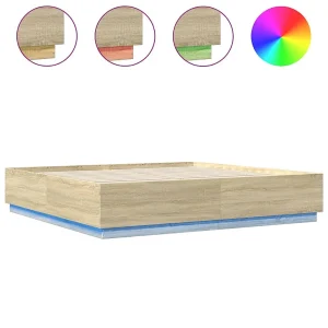 Bedframe met LED-verlichting sonoma eiken 200×200 cm Bedframe met LED-verlichting sonoma eiken 200×200 cm