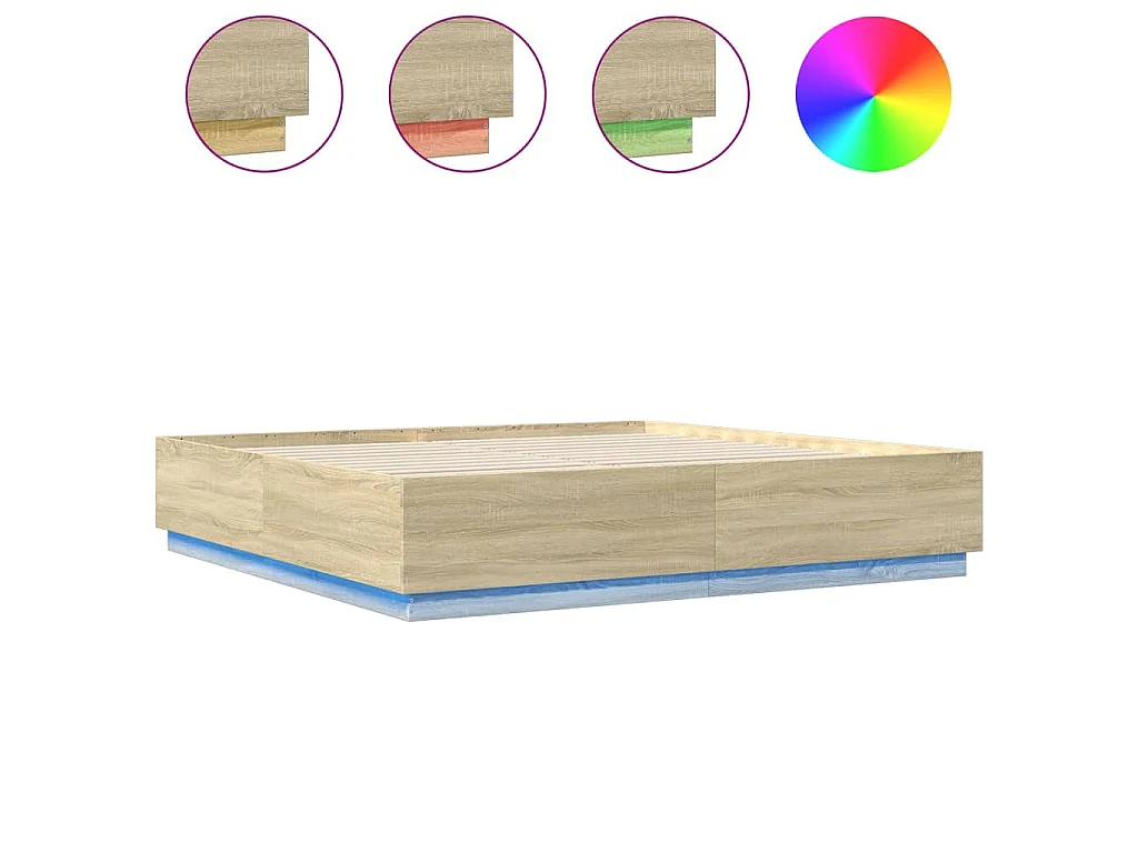 Bedframe met LED-verlichting sonoma eiken 200x200 cm