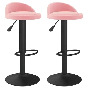 Barkrukken 2 st fluweel roze Barkrukken 2 st fluweel roze