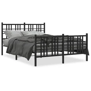 Bedframe met hoofd- en voeteneinde metaal zwart 140×190 cm