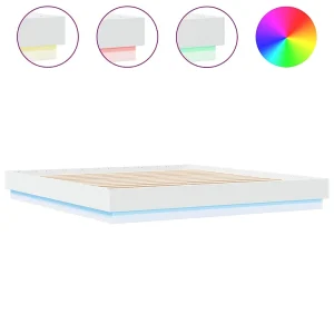Bedframe met LED-verlichting wit 200×200 cm Bedframe met LED-verlichting wit 200×200 cm