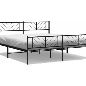 Bedframe met hoofd- en voeteneinde metaal zwart 183×213 cm Bedframe met hoofd- en voeteneinde metaal zwart 183×213 cm