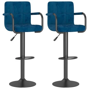 Barkrukken 2 st fluweel blauw Barkrukken 2 st fluweel blauw