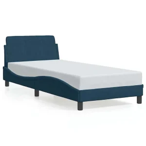 Bedframe met hoofdeinde "Dover" fluweel blauw 90×200 cm