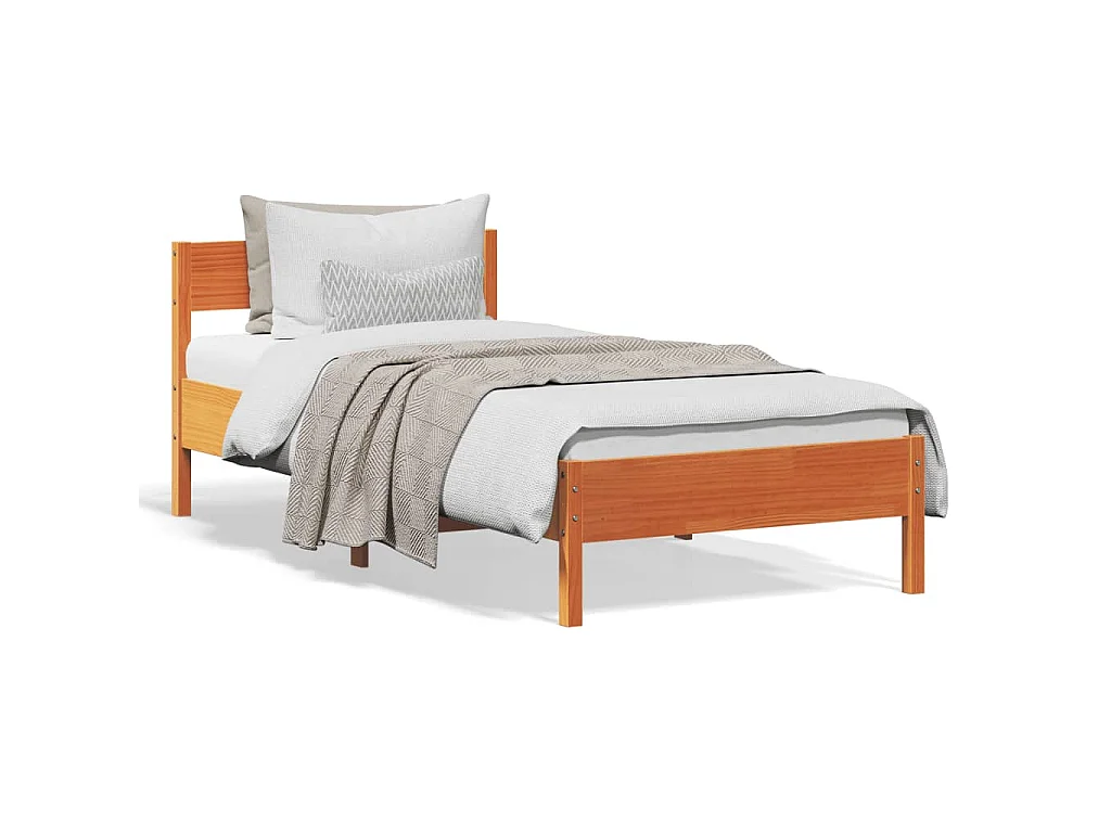 Bedframe zonder matras massief grenenhout wasbruin 100x200 cm
