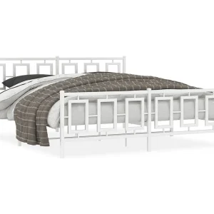 Bedframe met hoofd- en voeteneinde metaal wit 180×200 cm Bedframe met hoofd- en voeteneinde metaal wit 180×200 cm