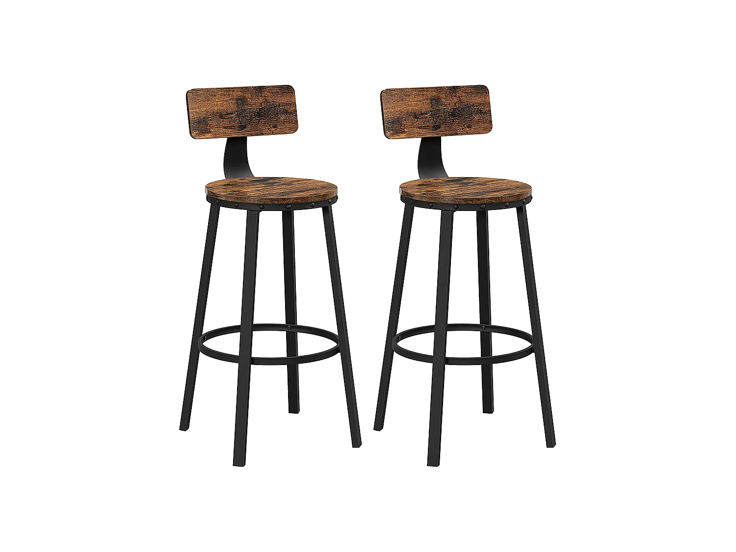 Barkruk 49,5×49,5×63 cm zwart rustiek bruin