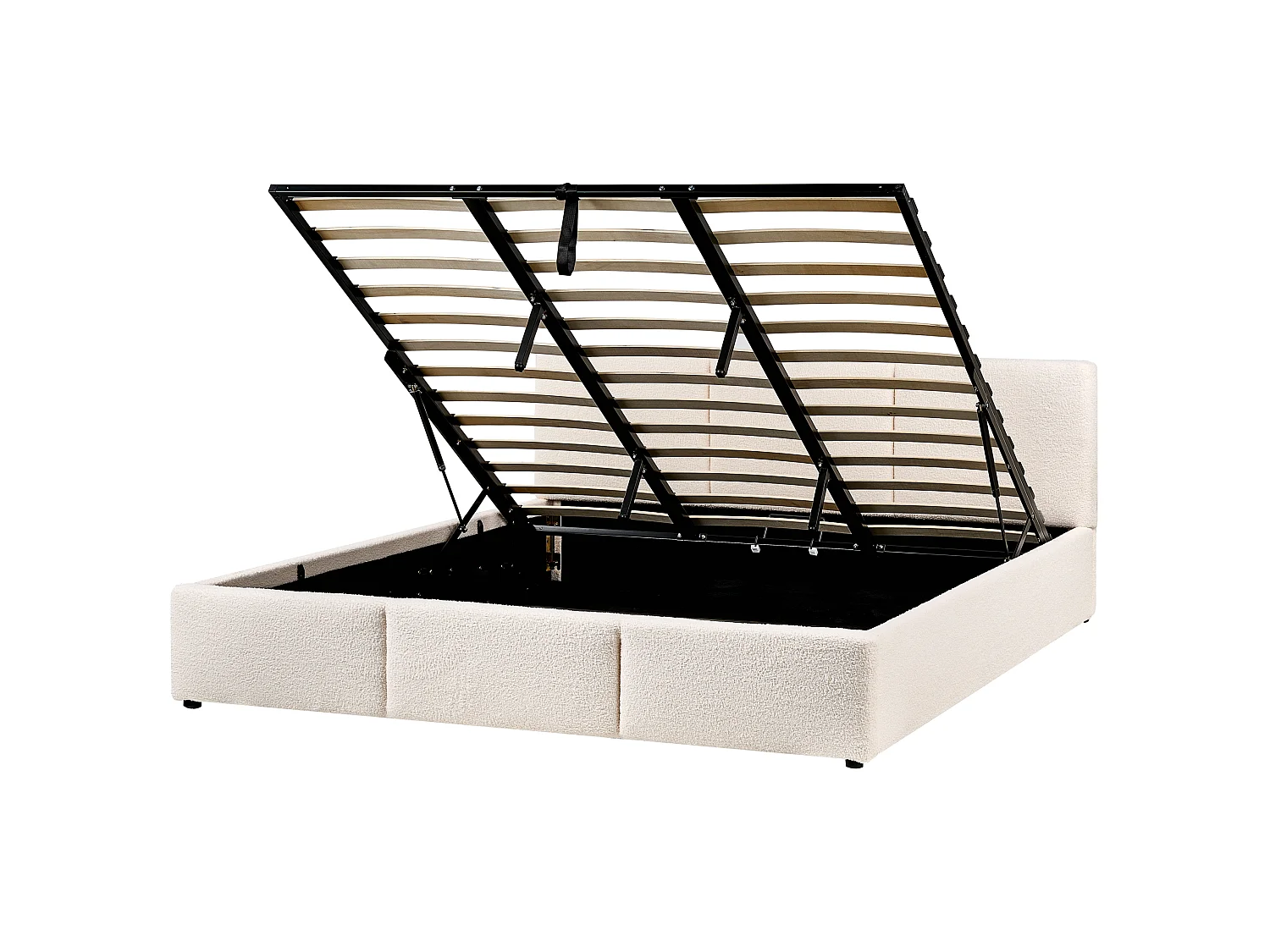 Bed met opbergruimte Bouclé BOUSSE 180 x 200 cm Gebroken wit