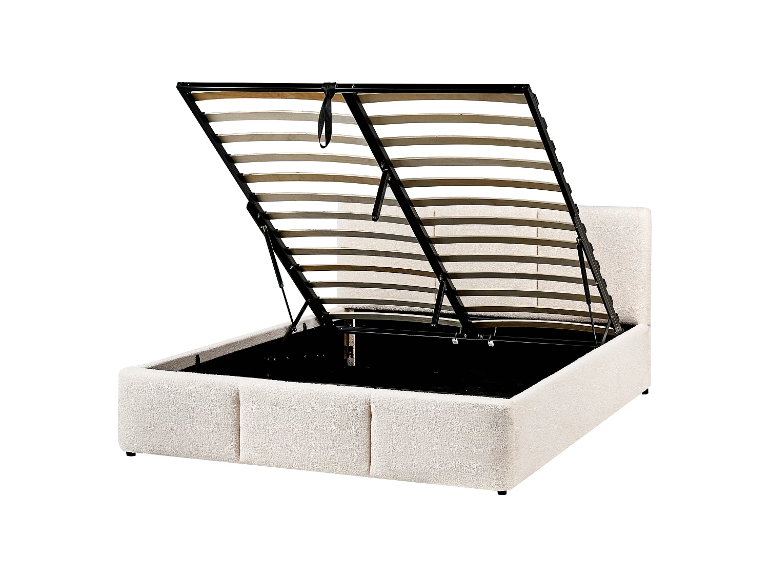 Bed met opbergruimte Bouclé BOUSSE 140 x 200 cm Gebroken wit