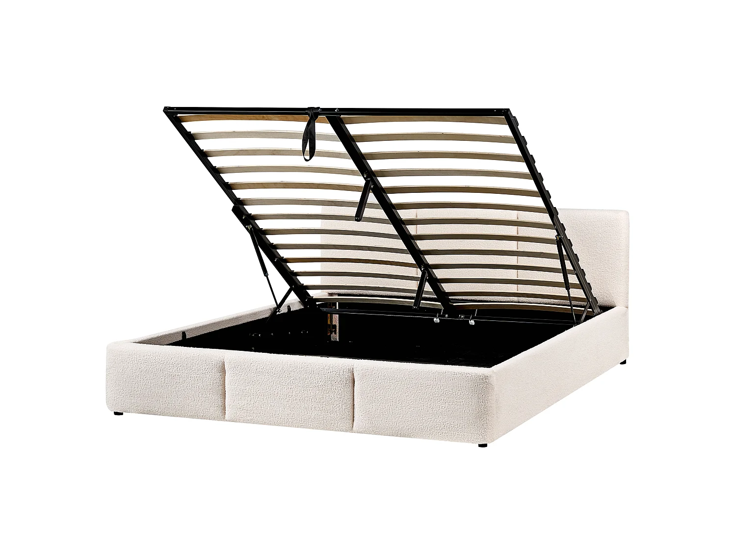 Bed met opbergruimte Bouclé BOUSSE 160 x 200 cm Gebroken wit