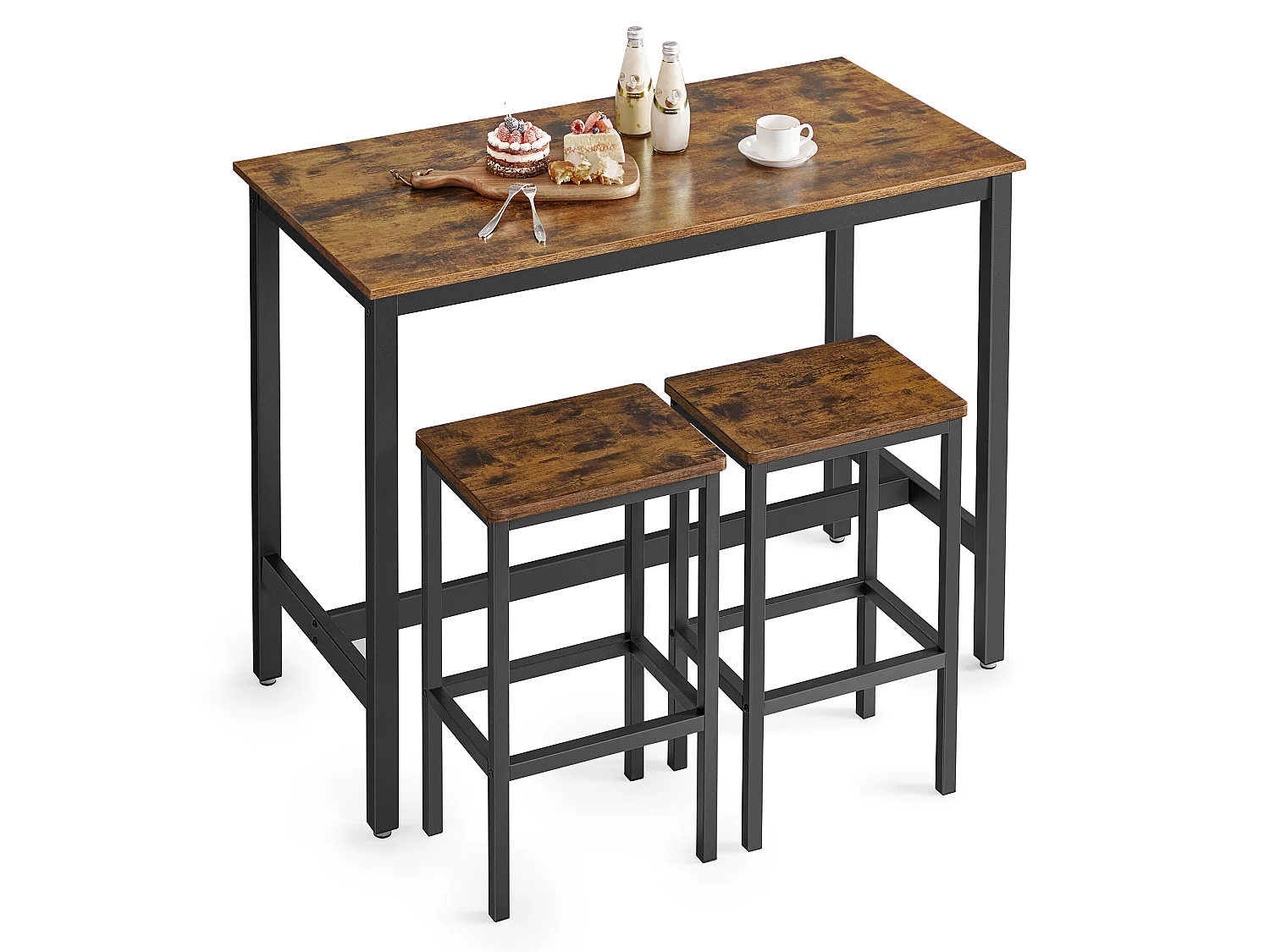 Bar tafel set 120x60x90 cm rustiek bruin alinru