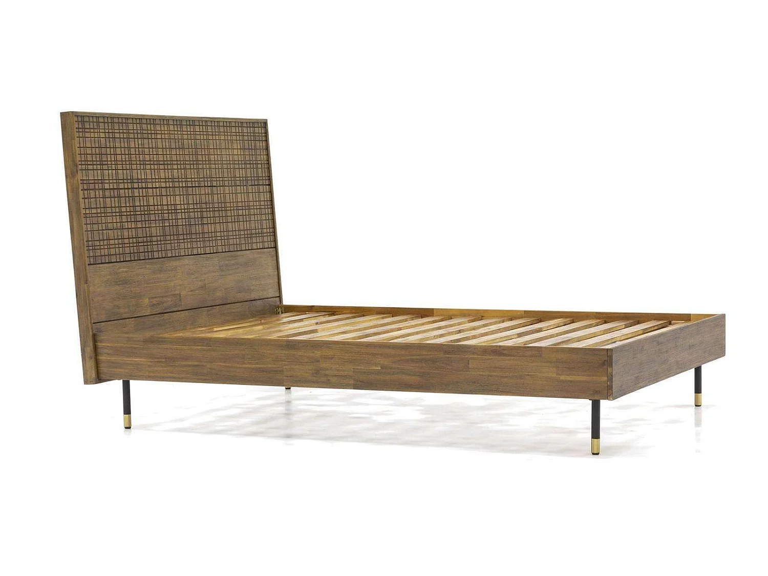 Bed 189x125x217 cm lichtbruin Maze MAZK01