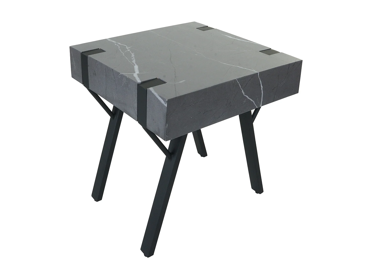 Bijzettafel MCW-L54, marmer look grijs