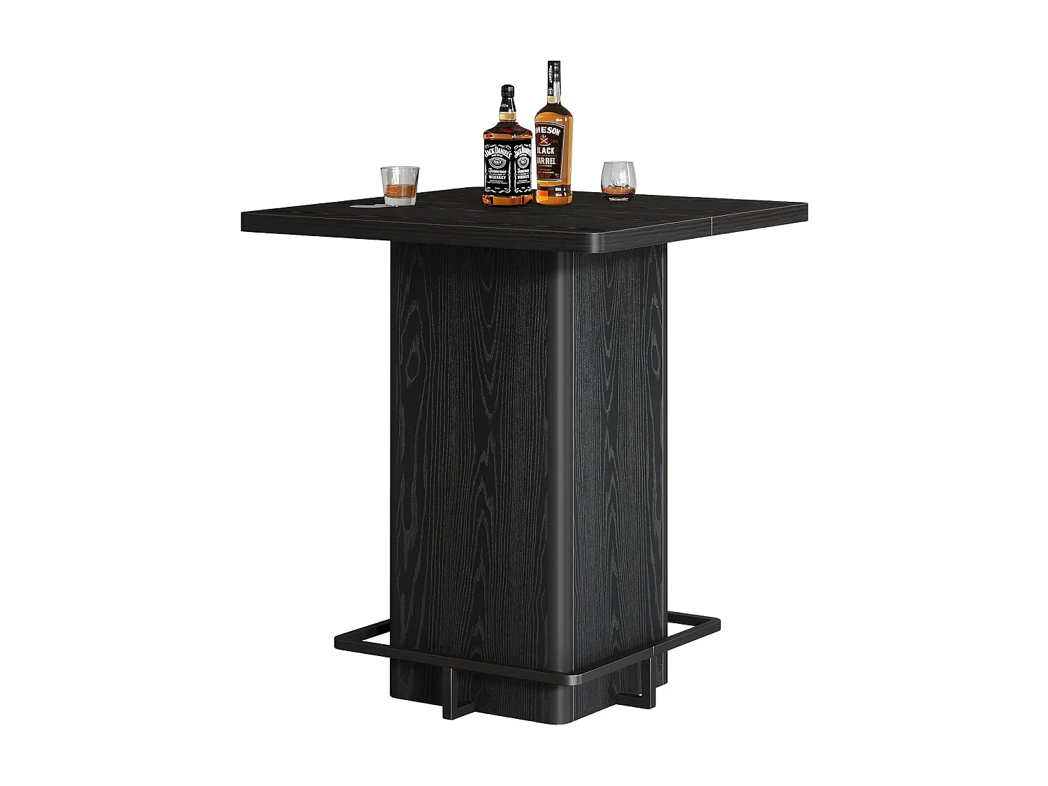 Bartafel, 100 cm hoge vierkante staande tafel voor kleine bars, eetkamers en keukens, zwart (alleen de tafel)