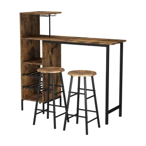 Bartafelset zwart/eiken rustiek 121.5x40x120 fyrk Bartafelset zwart/eiken rustiek 121.5x40x120 fyrk