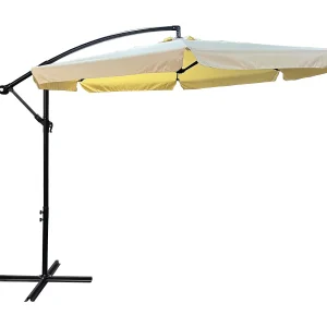 Tuinparasol CYNIA / Zweefparasol Met Voet / Verstelbare Hoogte / UV-bescherming, Waterdicht / Beige / 300 x 300 x 245 cm