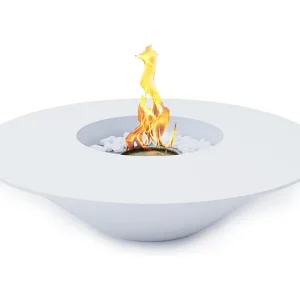 Cheminée au bioéthanol brasero de jardin rond pour extérieur SANTORINI Blanc d.60