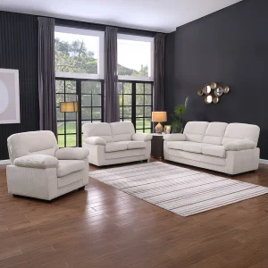 Bankstel 3-Zits + 2-Zits + Fauteuil van Beige Corduroy Velours