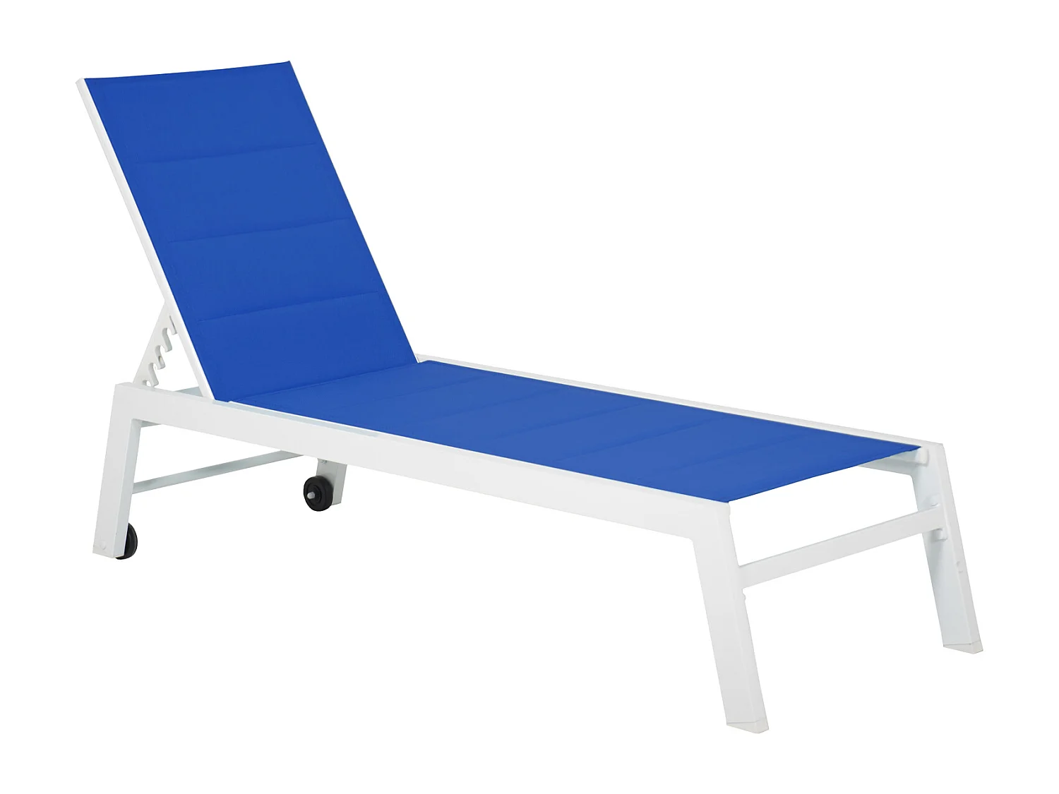 BARBADOS ligstoel in blauw textilene – wit aluminium