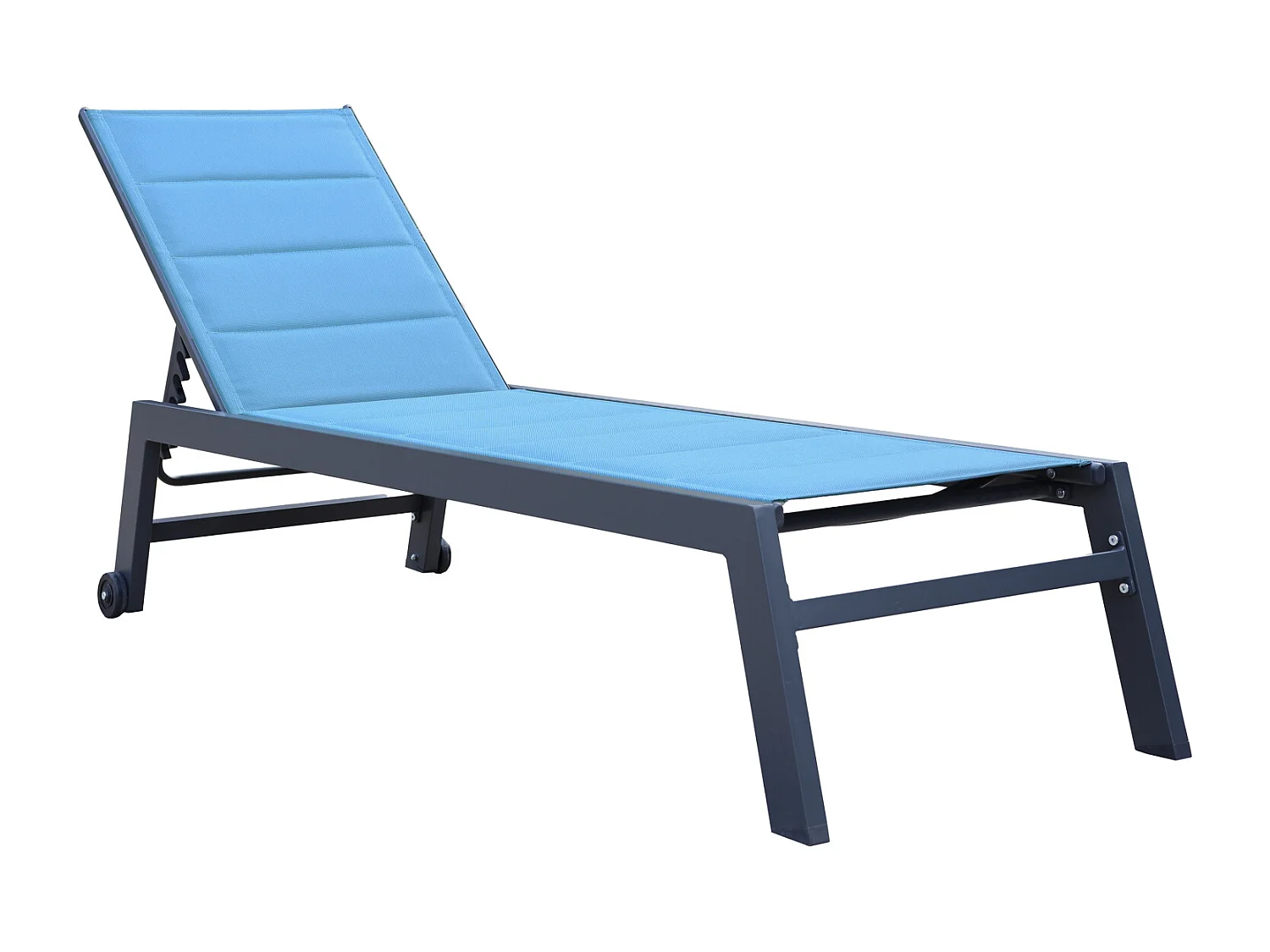 BARBADOS ligstoel in grijs-blauw textilene – antraciet aluminium