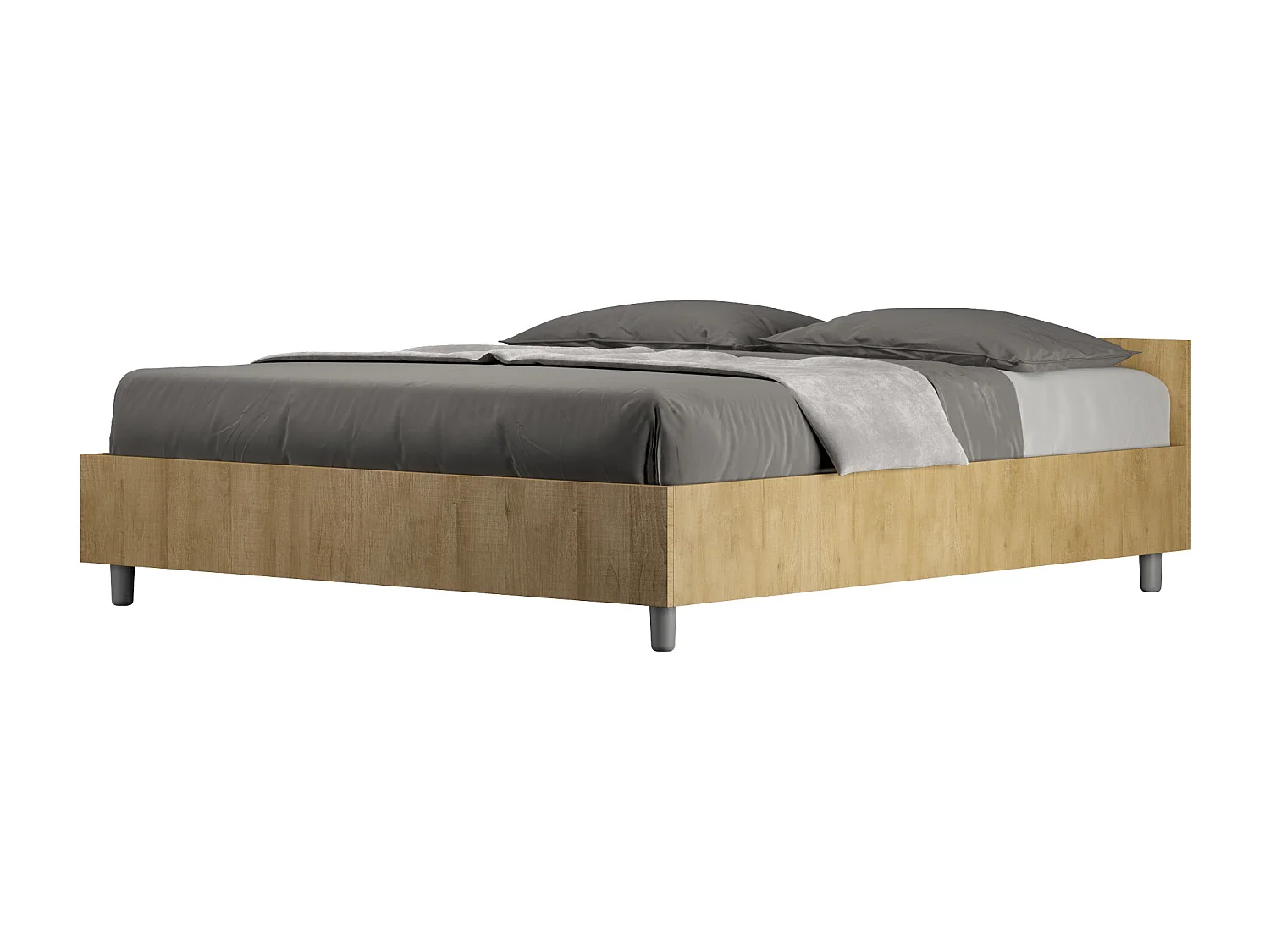 Bed 160x190 met lattenbodem natuur eiken Nuamo