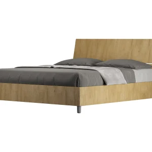 Bed 160×190 met lattenbodem schuin bedhoofd natuur eiken Demas